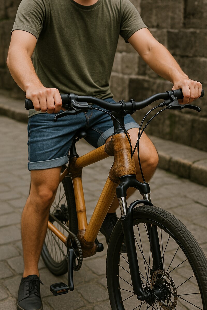 Close-up of sustainable bamboo bike design