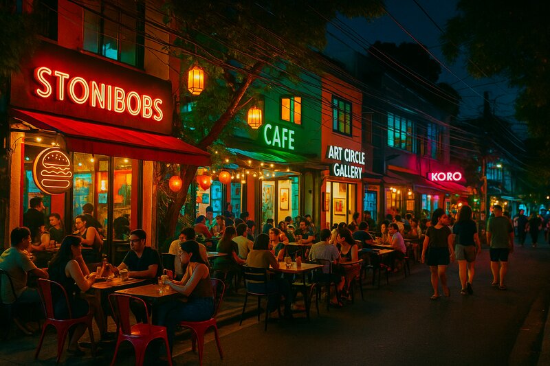 Evening nightlife energy on Maginhawa Street