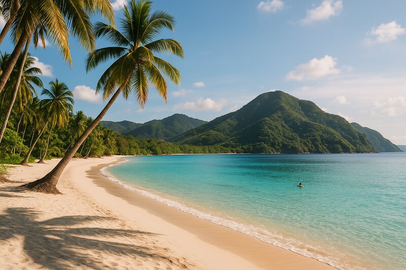 Beautiful beach destination near Manila with crystal clear water and tropical scenery