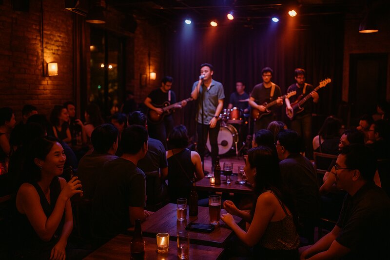 Engaged audience watching live music at Manila venue
