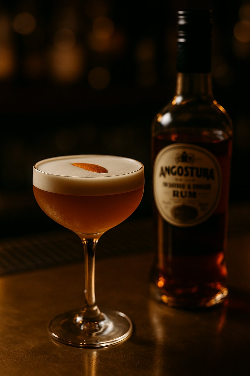 Signature cocktail with garnish and premium spirits