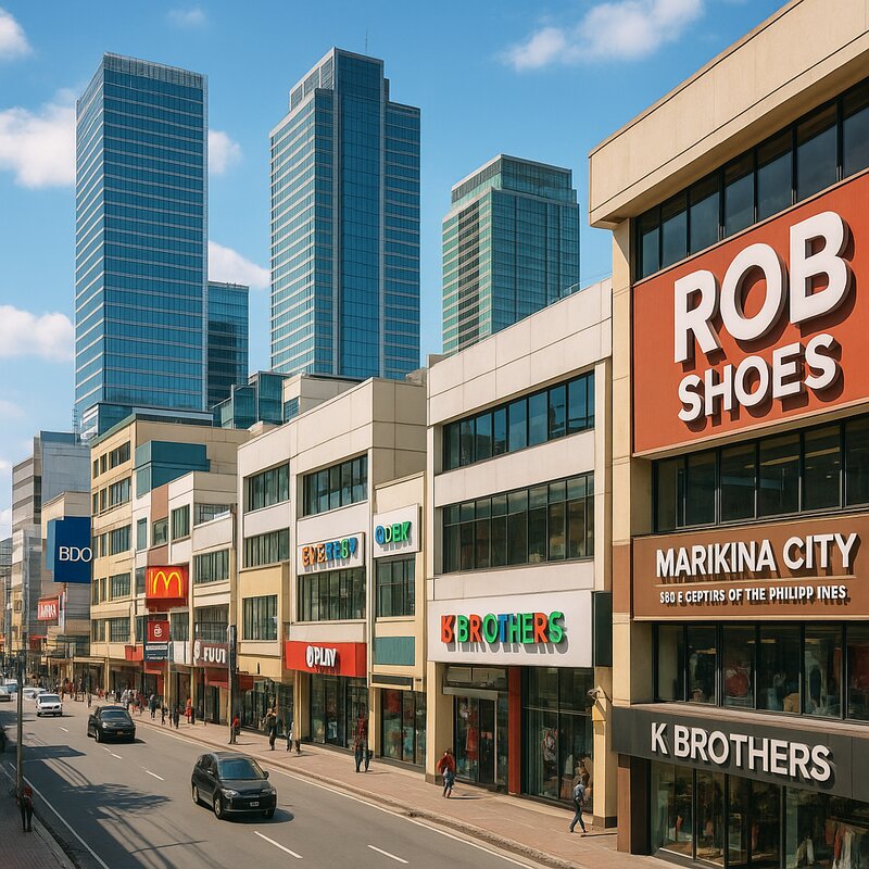 Commercial area showing business signs and storefronts